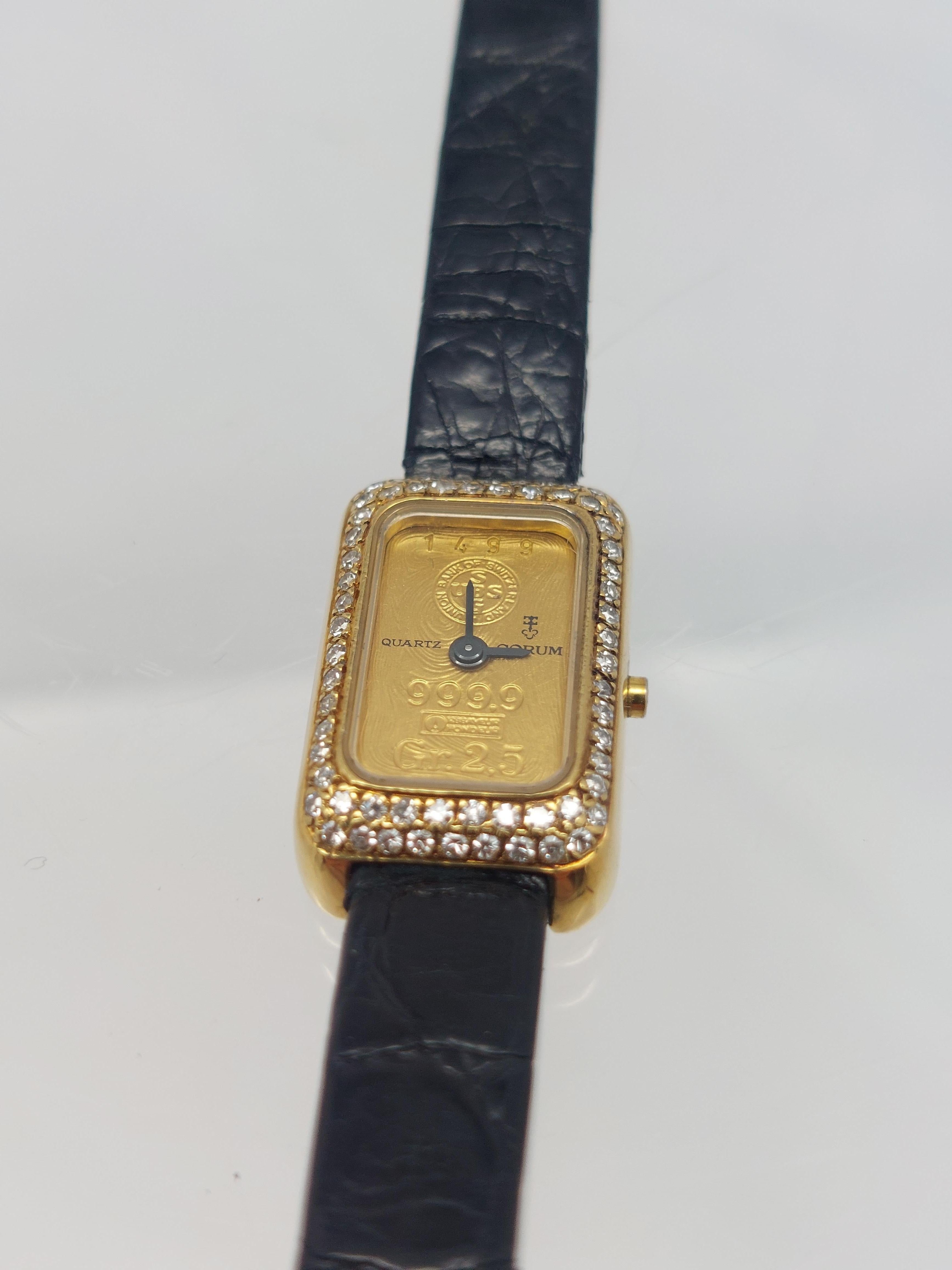 Corum Goldbarren & Diamant 18KT Uhr im Zustand „Gut“ im Angebot in Vero Beach, FL