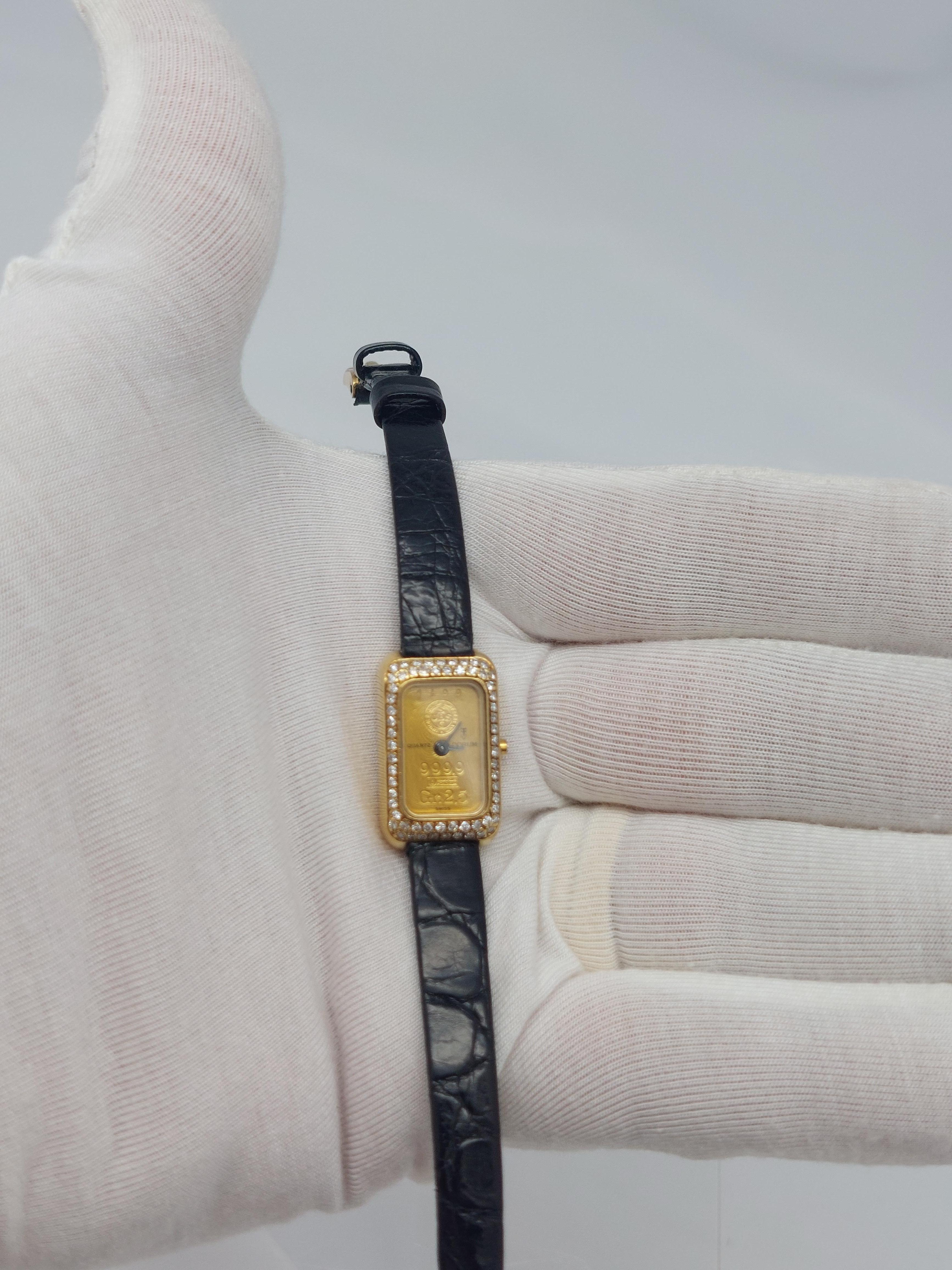 Corum Goldbarren & Diamant 18KT Uhr im Angebot 13