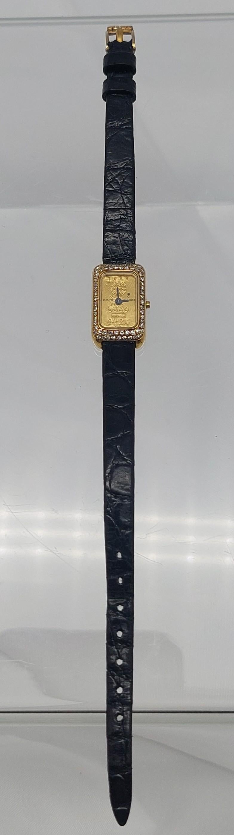 Corum Goldbarren & Diamant 18KT Uhr (Rundschliff) im Angebot