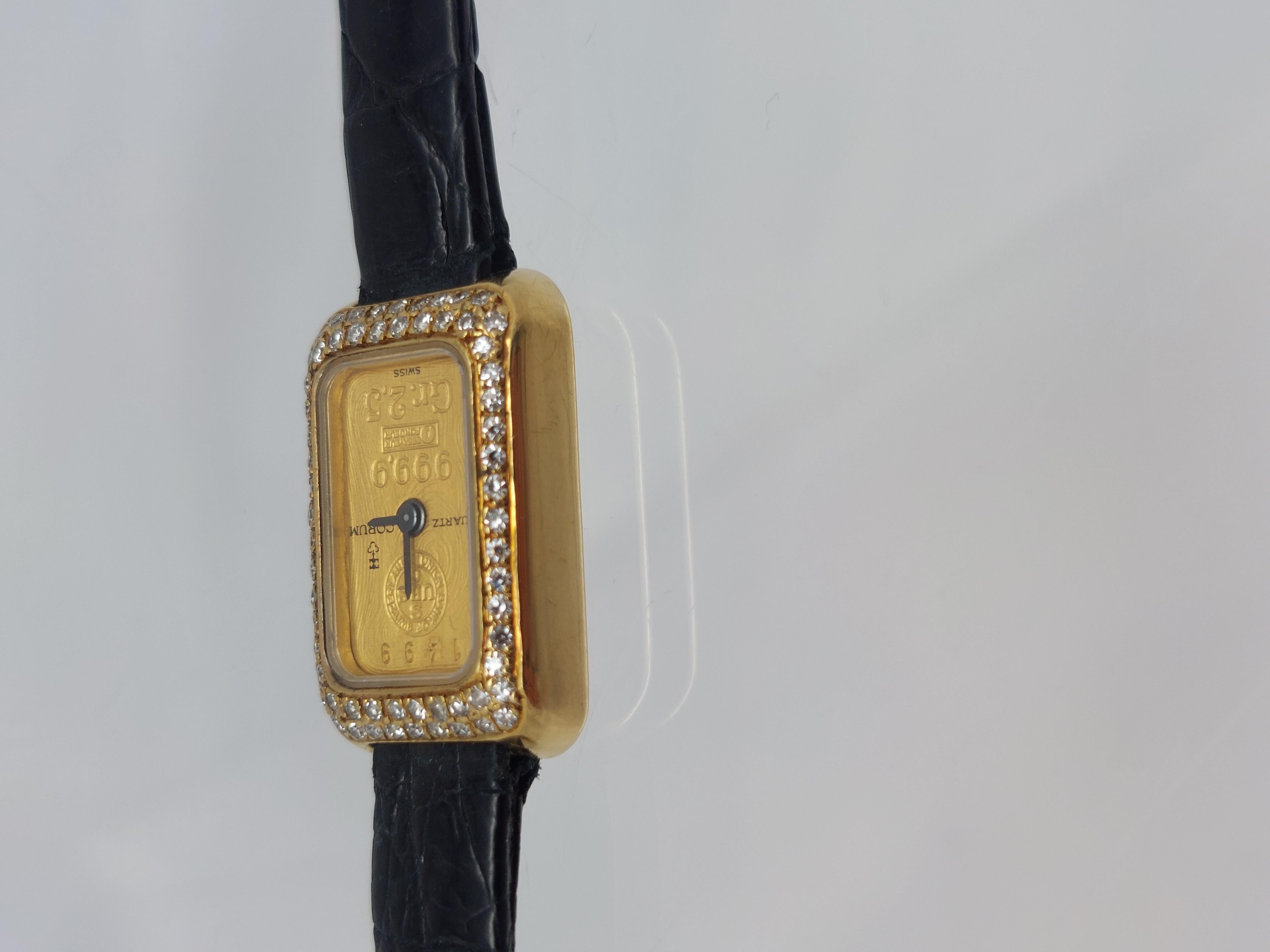 Corum Goldbarren & Diamant 18KT Uhr im Angebot 3