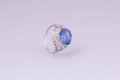 Sri Lanka Sapphire Diamond Platinum Ring