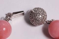 Andean Pink Opal Necklace Finished with Diamond Gold Clasp