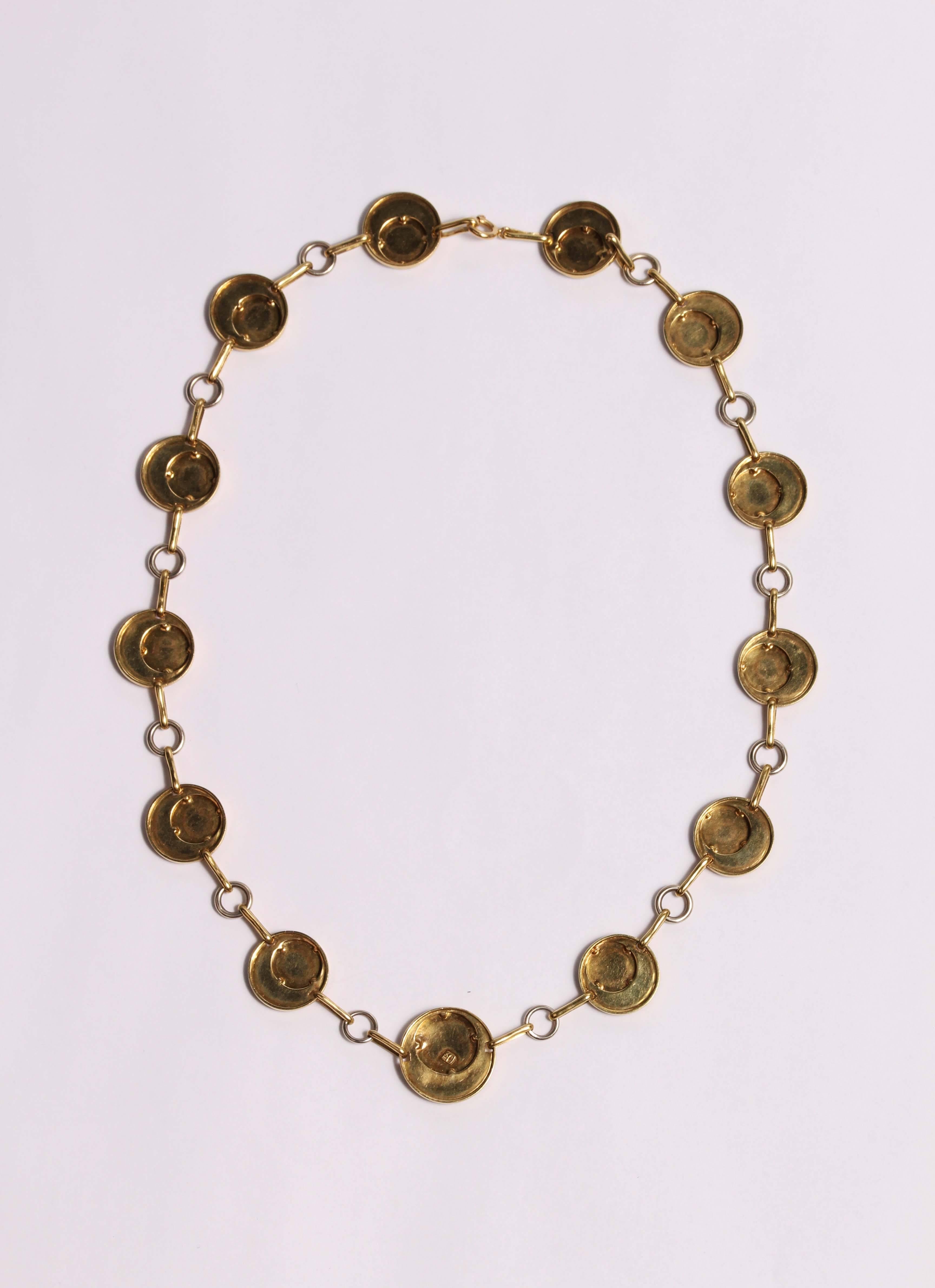 Italian Royal Blue Fired Enamel Gold Chain In Excellent Condition For Sale In Turin, IT