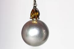 South Sea Pearl Orange Fancy Diamonds Gold Earrings