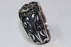 Art Nouveau diamond silver gold ring