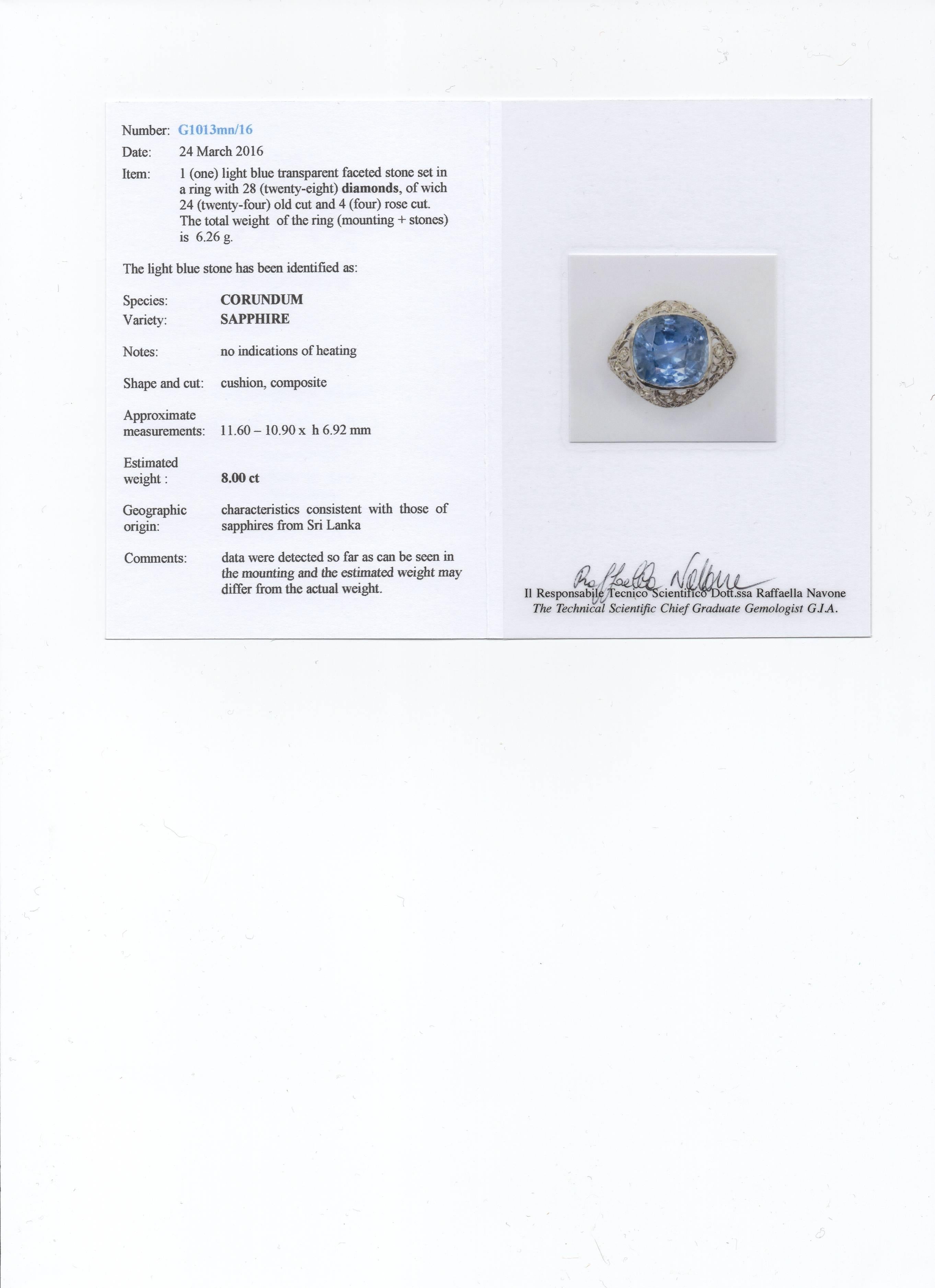 Sri Lanka Sapphire Diamond Platinum Ring  For Sale 3