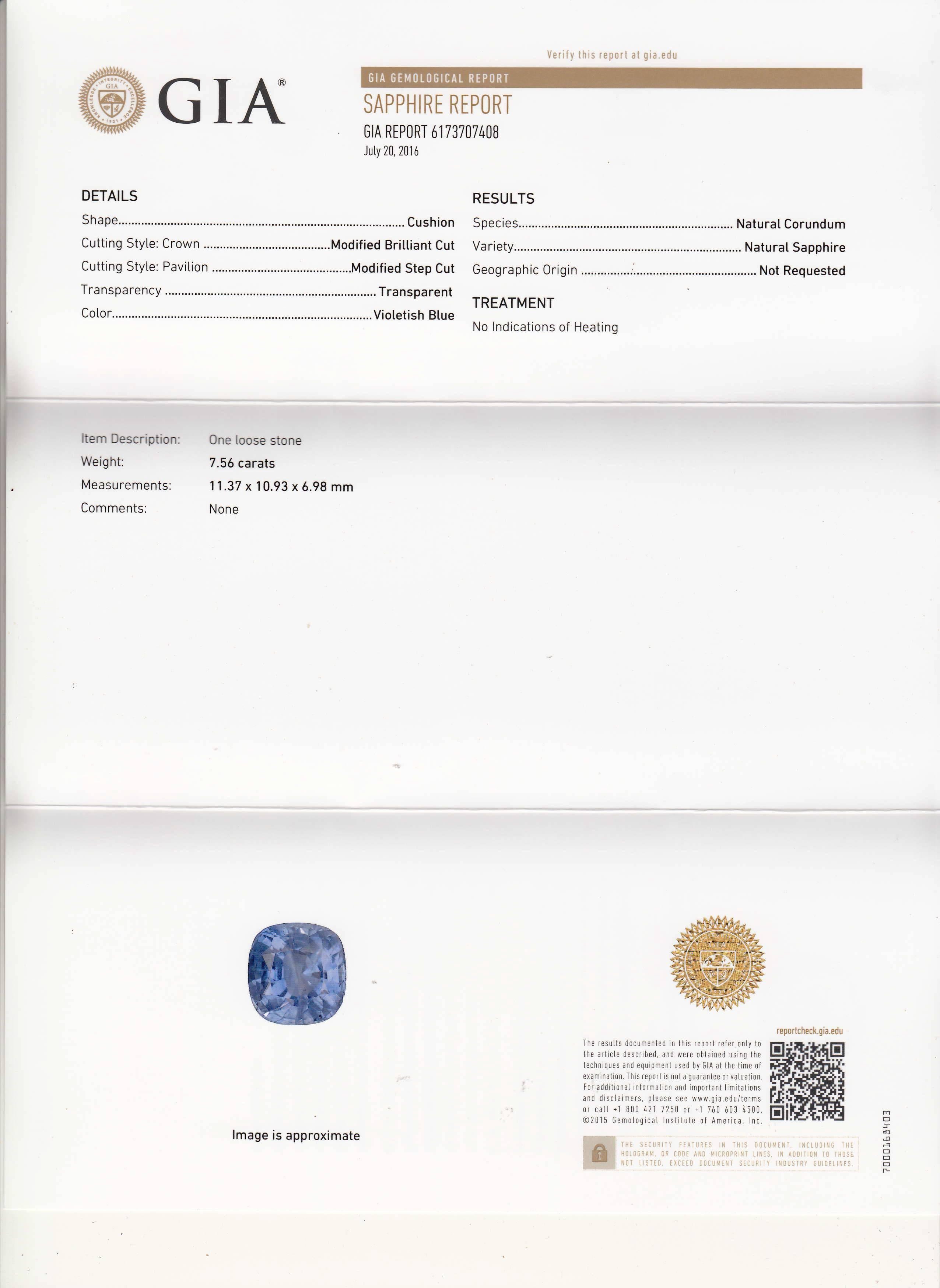 Sri Lanka Sapphire Diamond Platinum Ring  For Sale 4