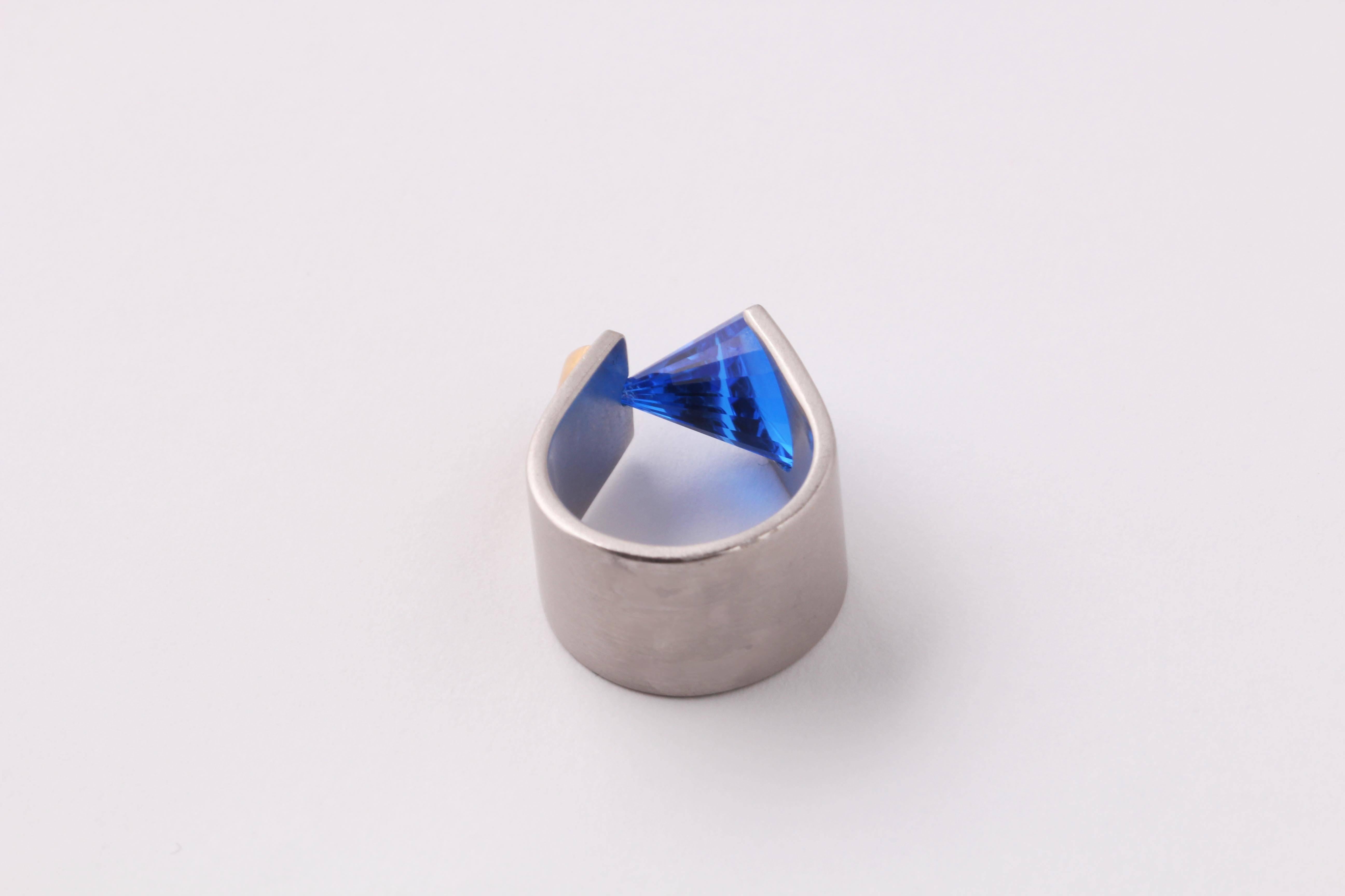 Modern Mucha Bunz Diamond Platinum Ring For Sale