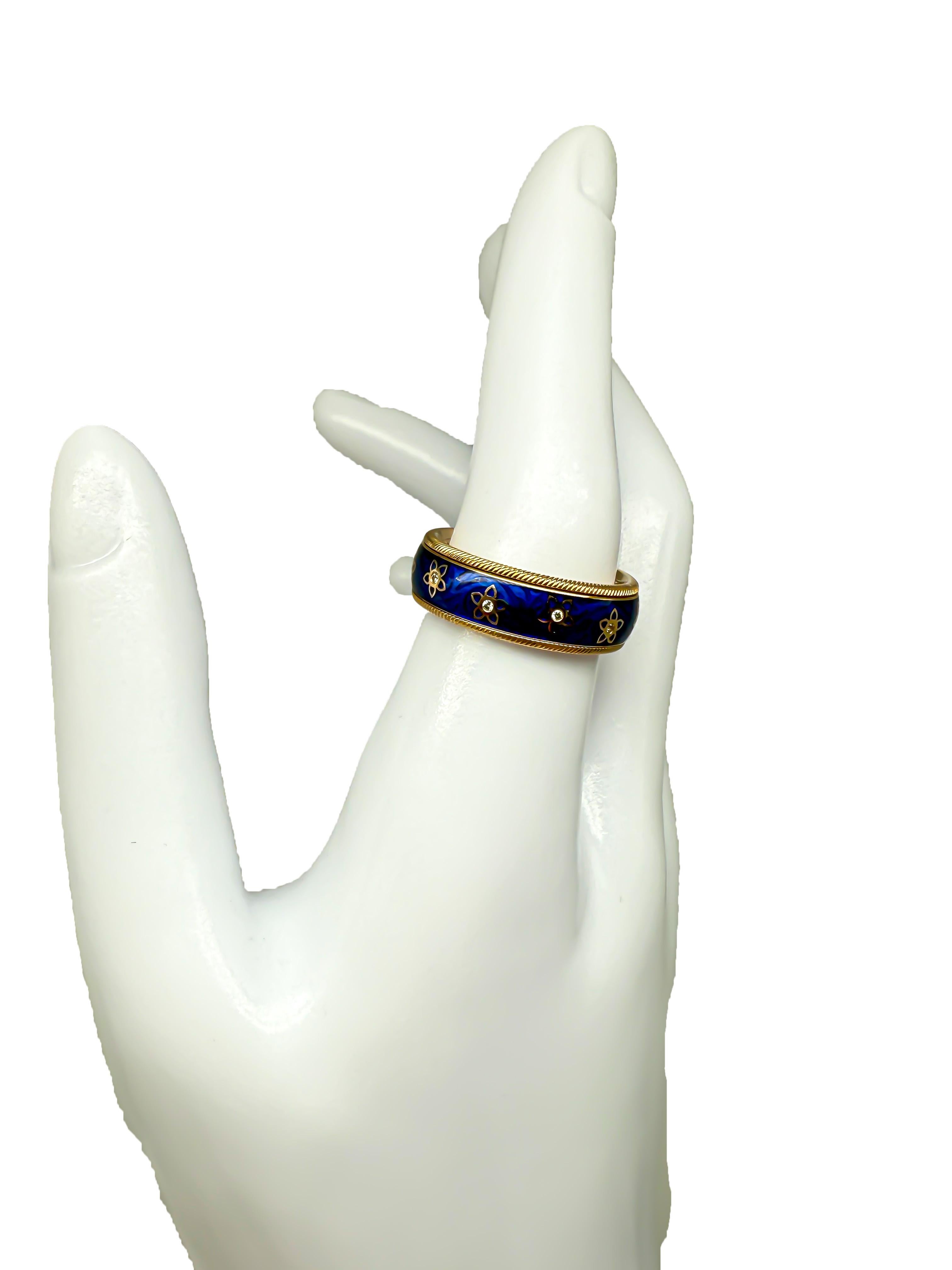 da uomo o donna Anello Wellendorff in oro giallo 18 carati con diamanti e smalto a freddo in vendita