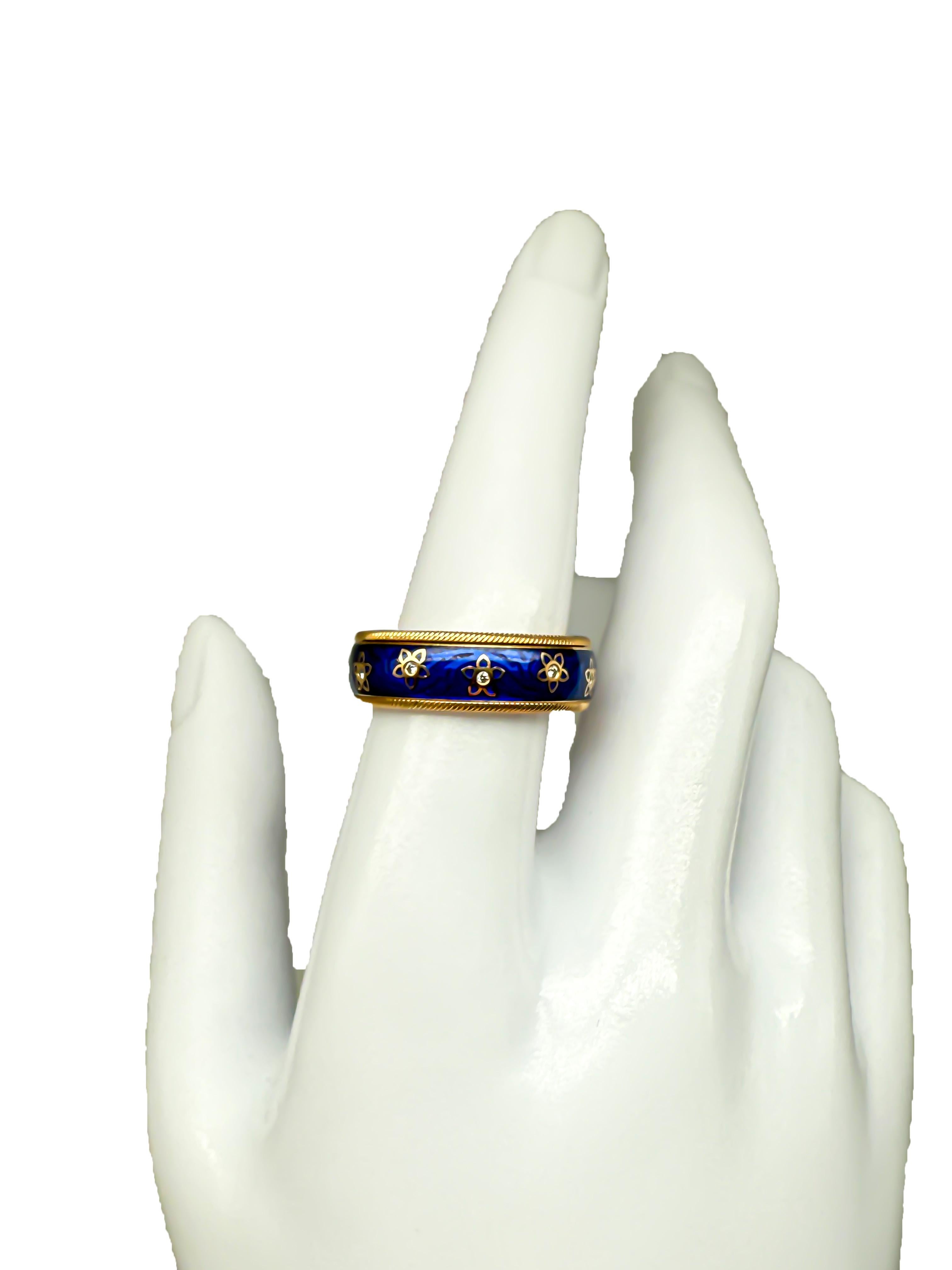 Taglio brillante Anello Wellendorff in oro giallo 18 carati con diamanti e smalto a freddo in vendita