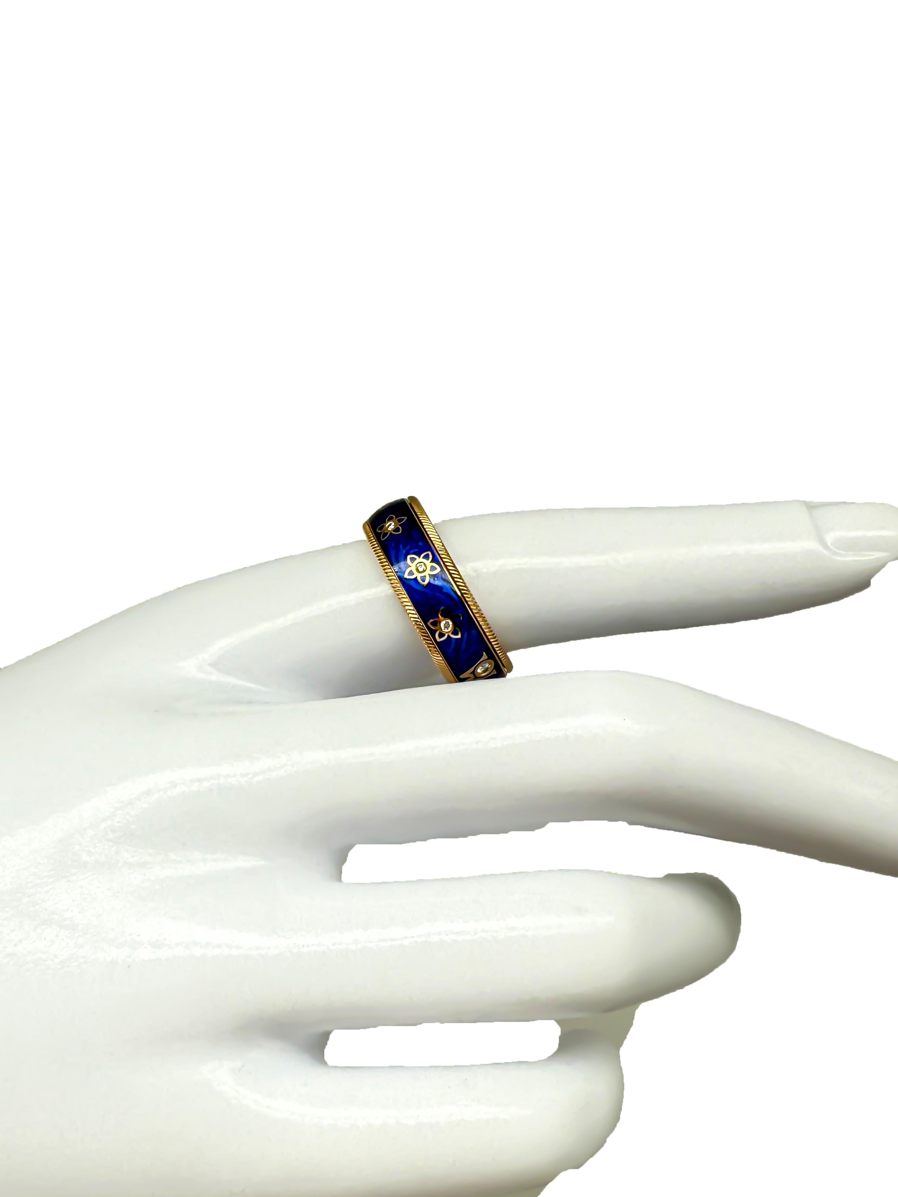 Anello Wellendorff in oro giallo 18 carati con diamanti e smalto a freddo In condizioni buone in vendita a Berlin, DE