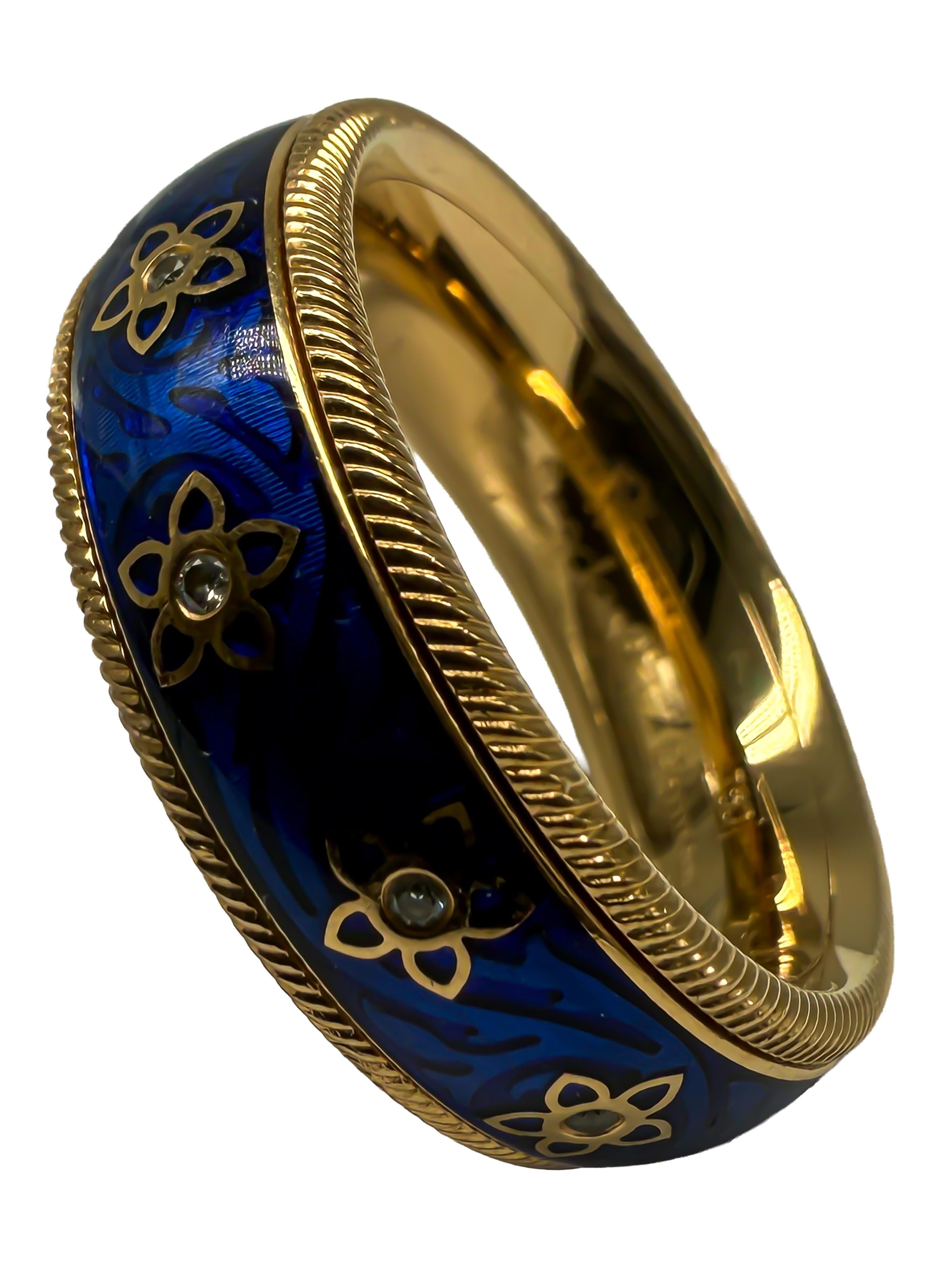 Moderno Anello Wellendorff in oro giallo 18 carati con diamanti e smalto a freddo in vendita