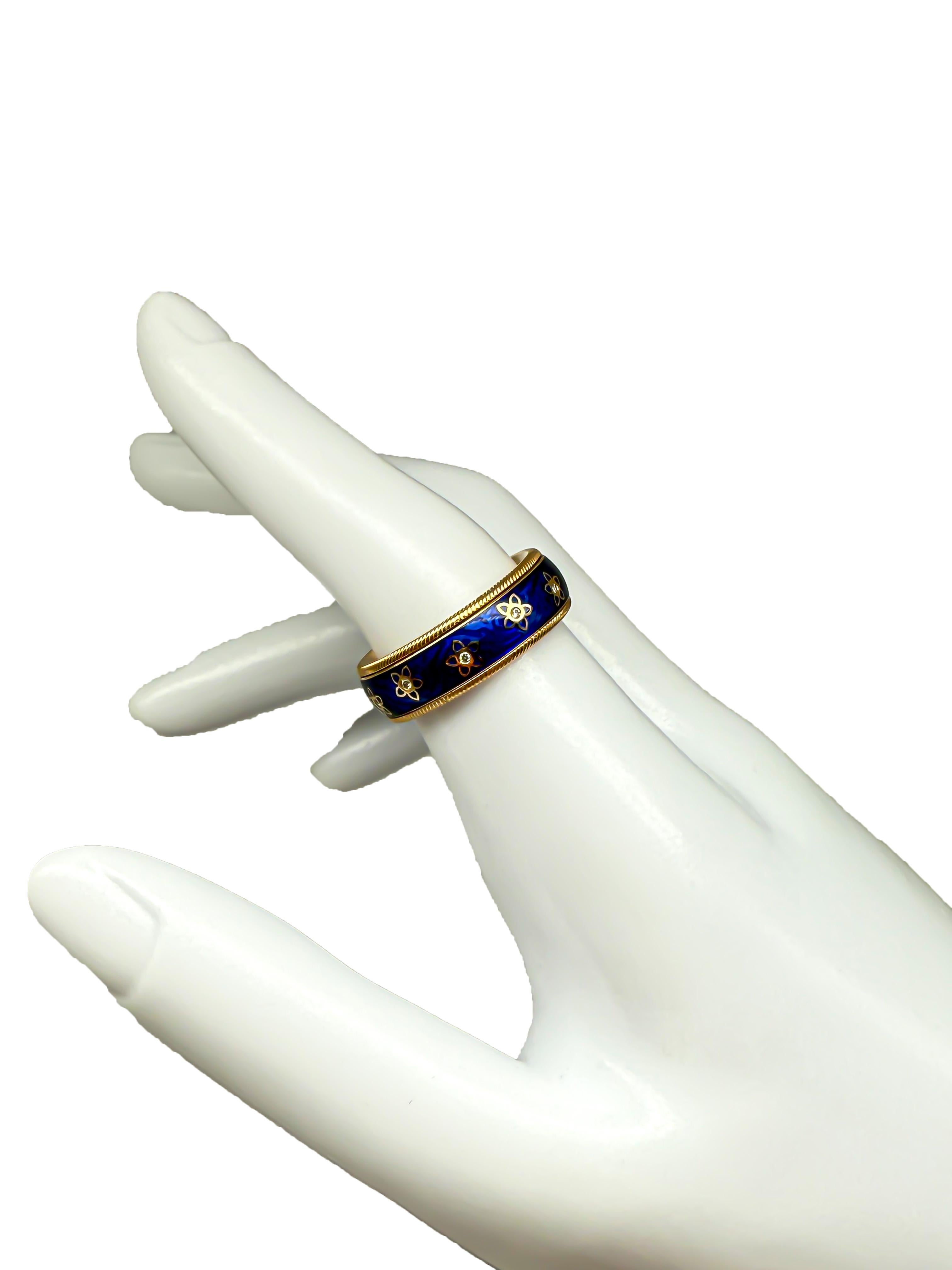 Anello Wellendorff in oro giallo 18 carati con diamanti e smalto a freddo in vendita 1