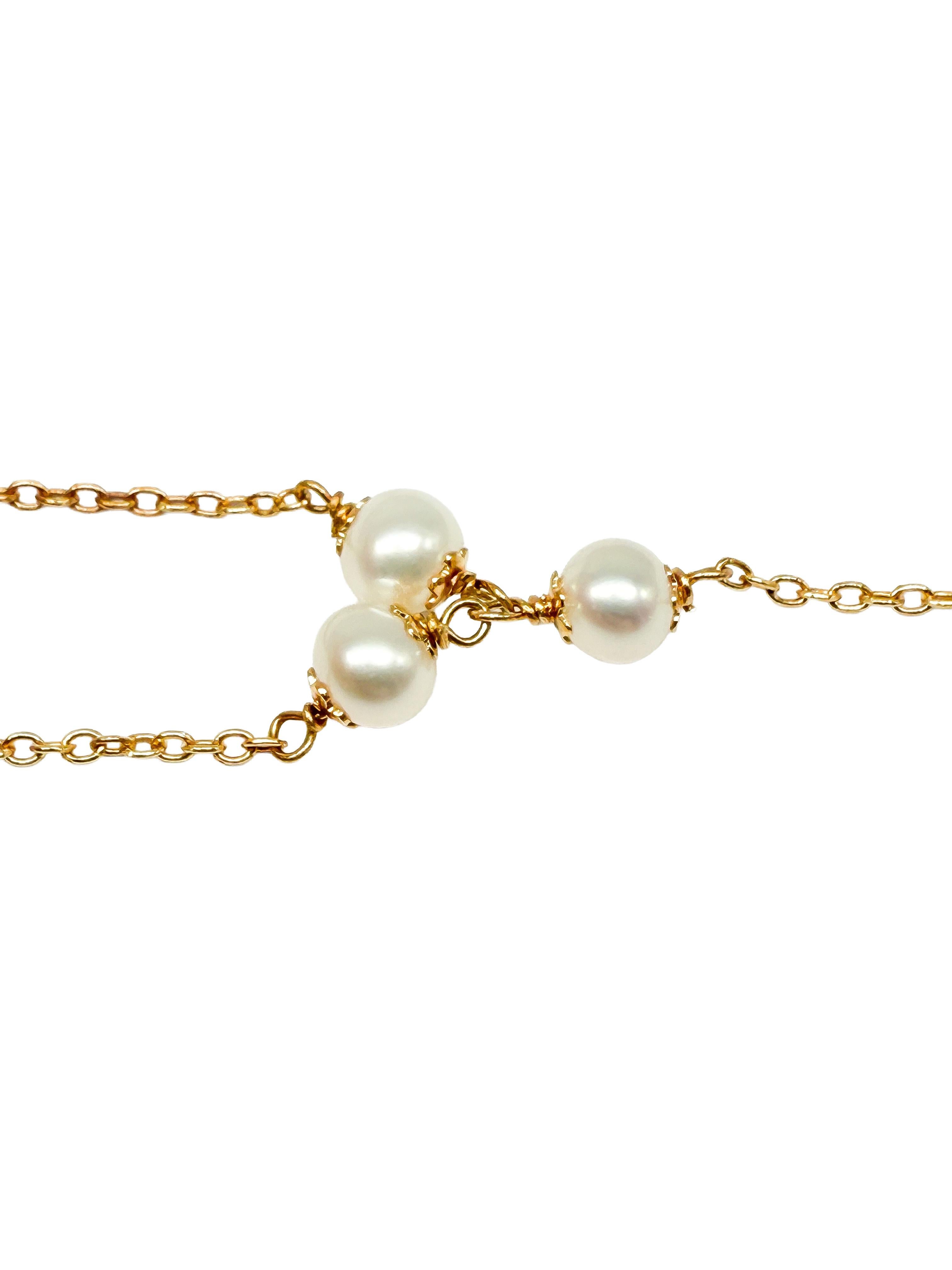 Collar de Oro con Perlas 18K Moderno en venta
