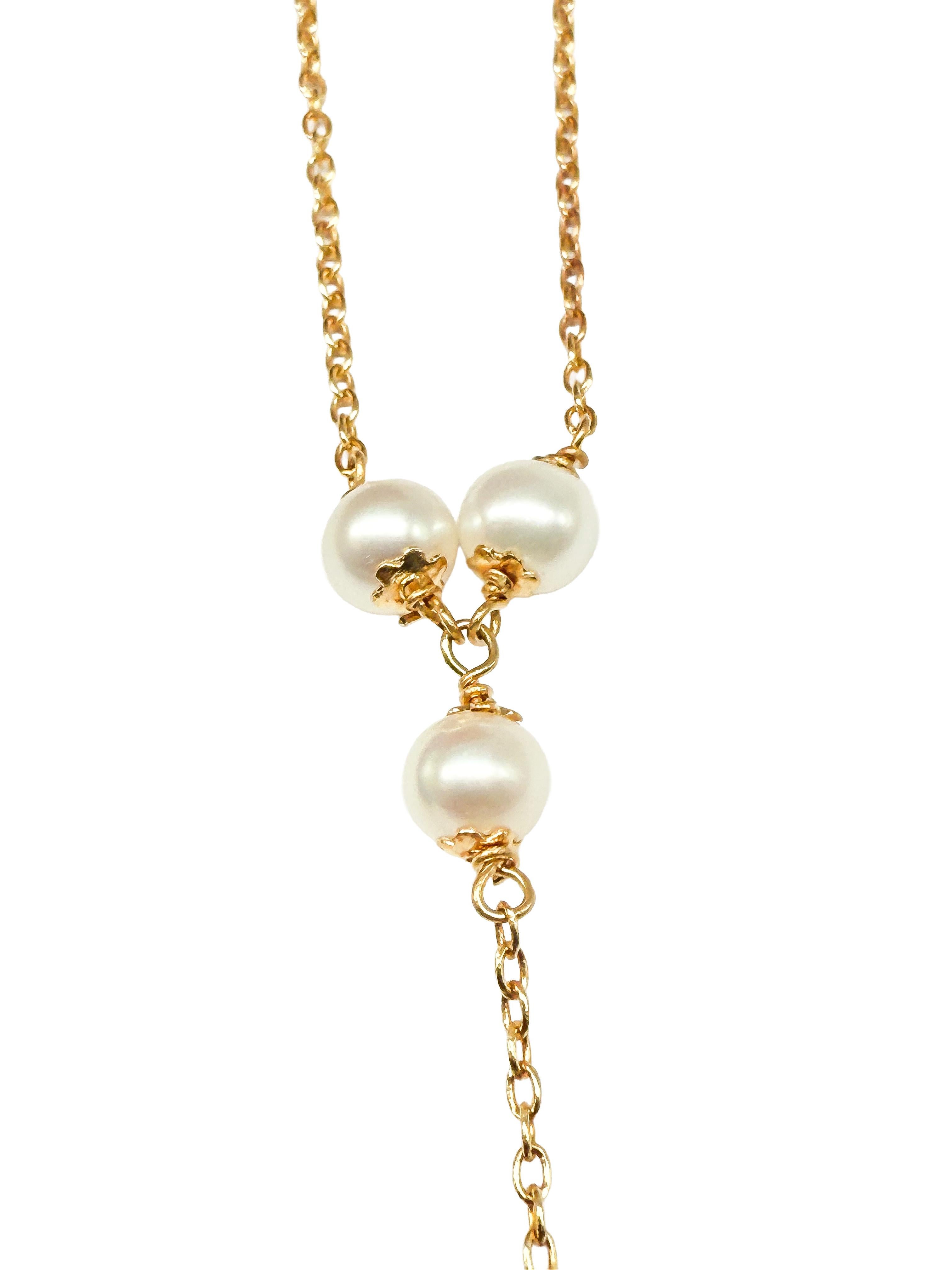 Collar de Oro con Perlas 18K Corte redondo en venta