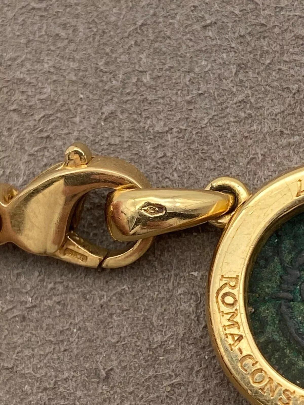 Femenino o masculino Collar Bulgari con Moneda Romana en Oro y Piel en venta