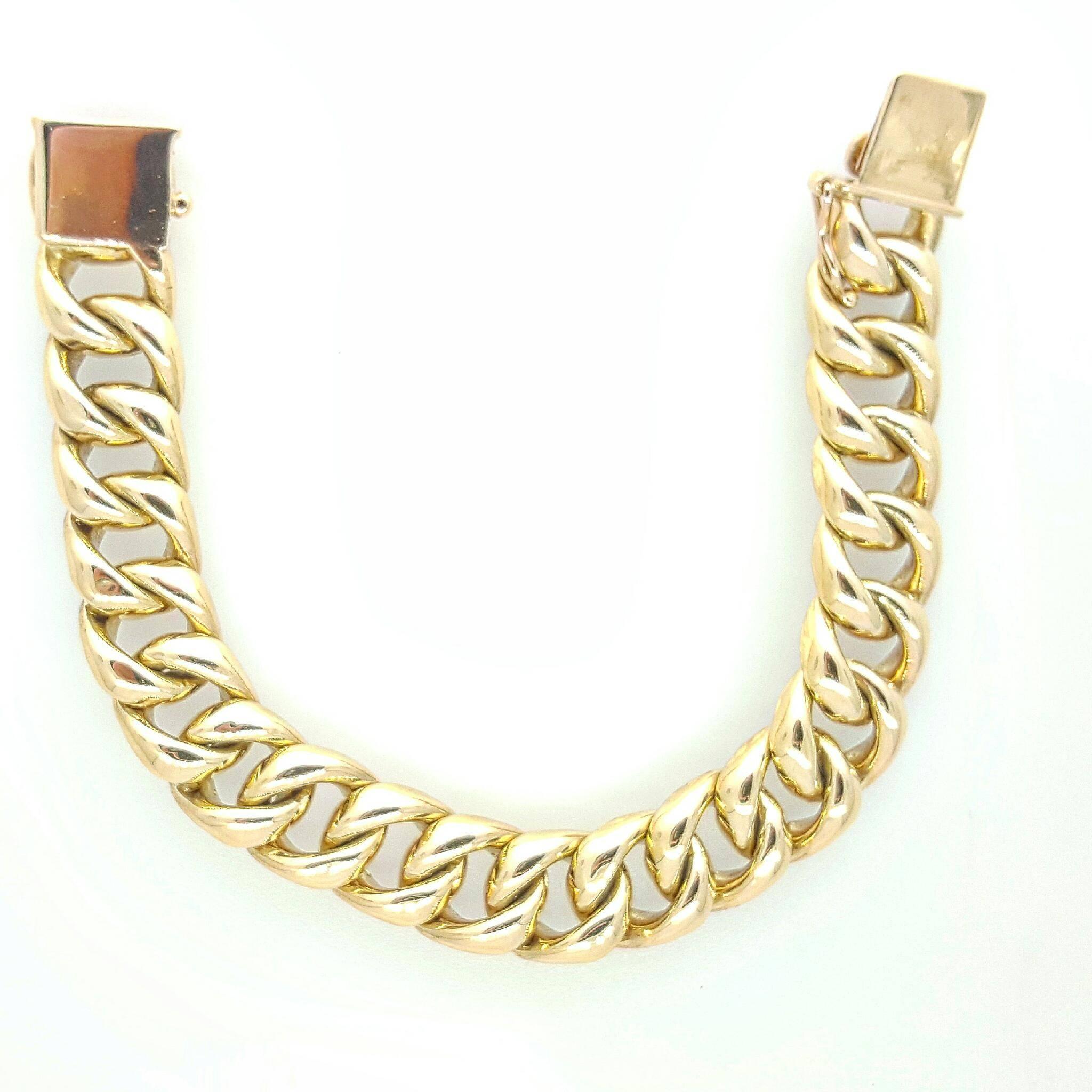 Heavy Solid Gold Curb Link Bracelet  In Excellent Condition In Lake Forest, IL