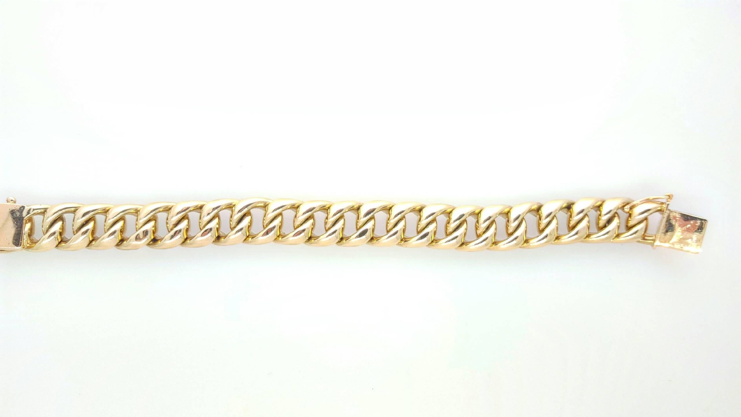 Women's or Men's Heavy Solid Gold Curb Link Bracelet 
