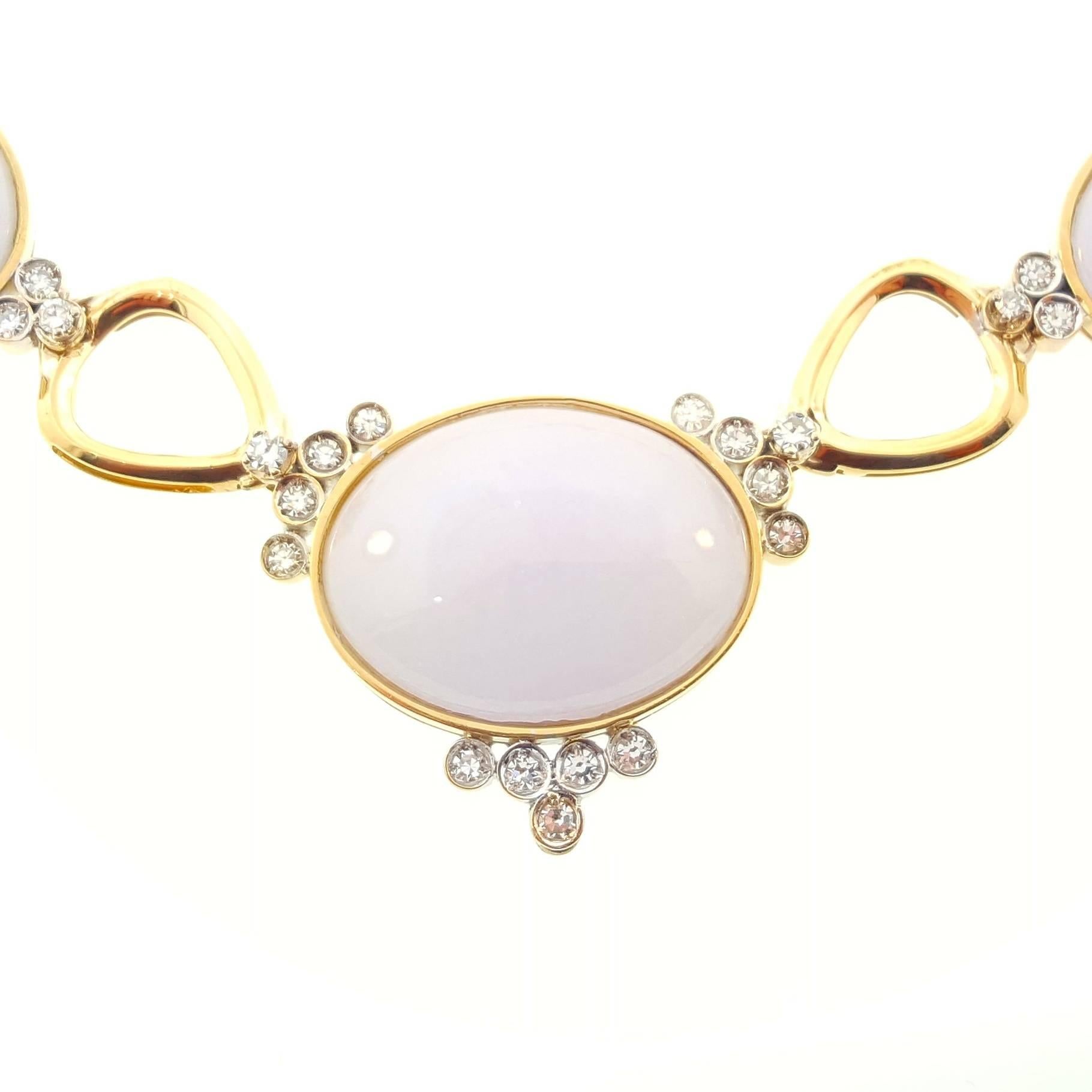 Women's Lavender Jade Diamond Gold Necklace