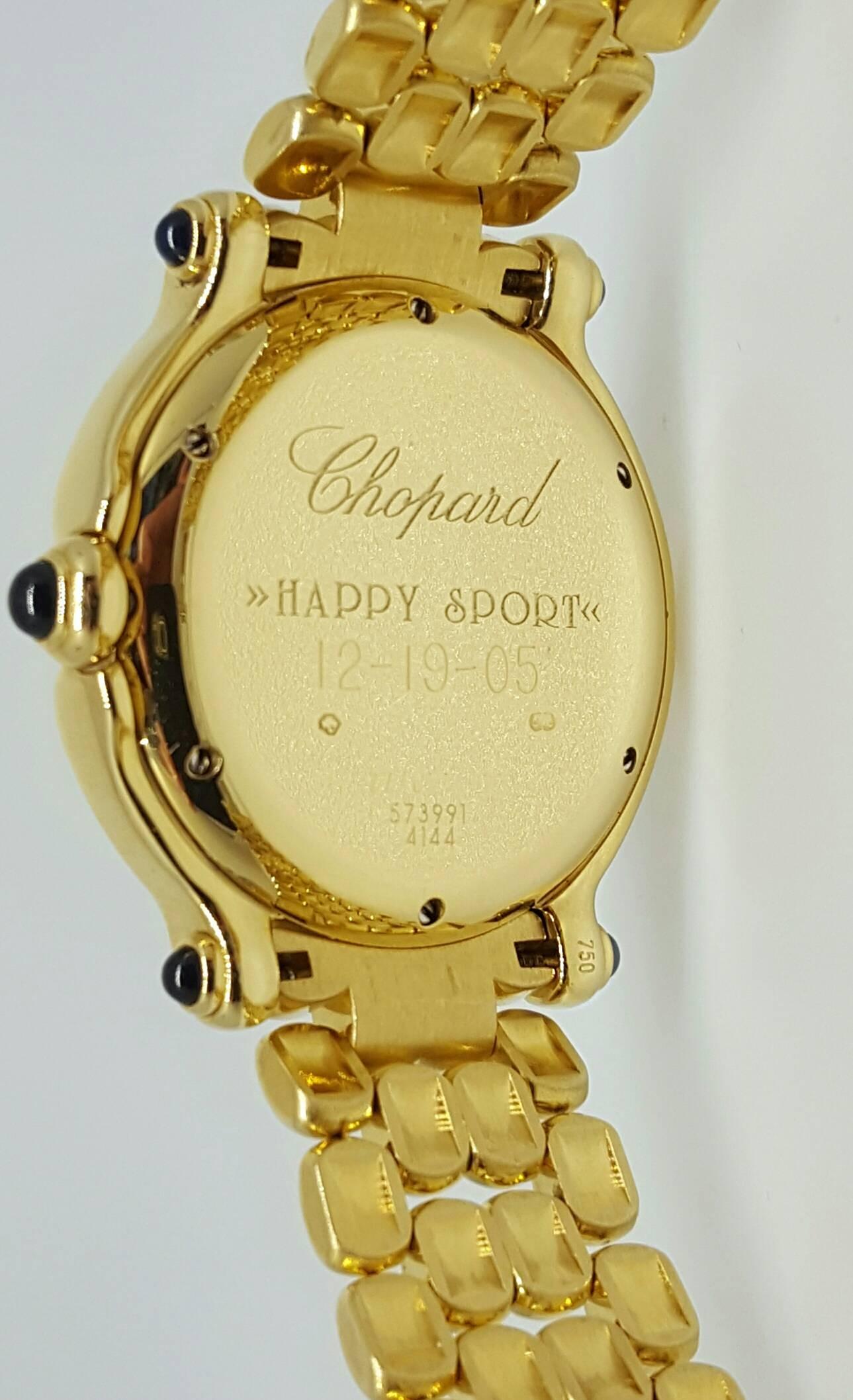 Women's Chopard Yellow Gold Diamond Happy Sport Wristwatch