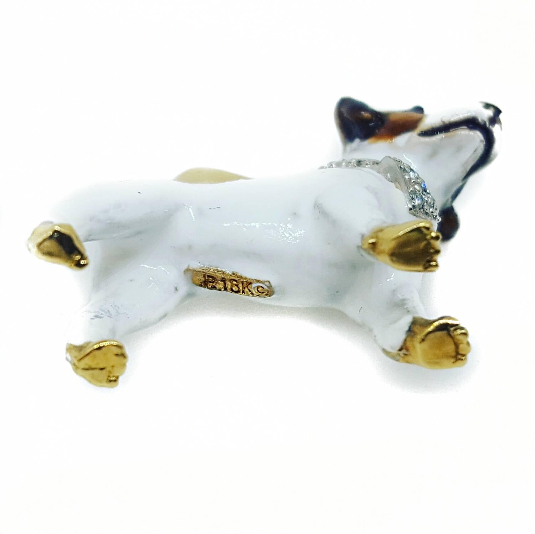 Women's or Men's Enamel Diamond Gold Terrier Pendant
