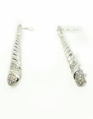 David Yurman Silver Willow Diamond Silver Earrings