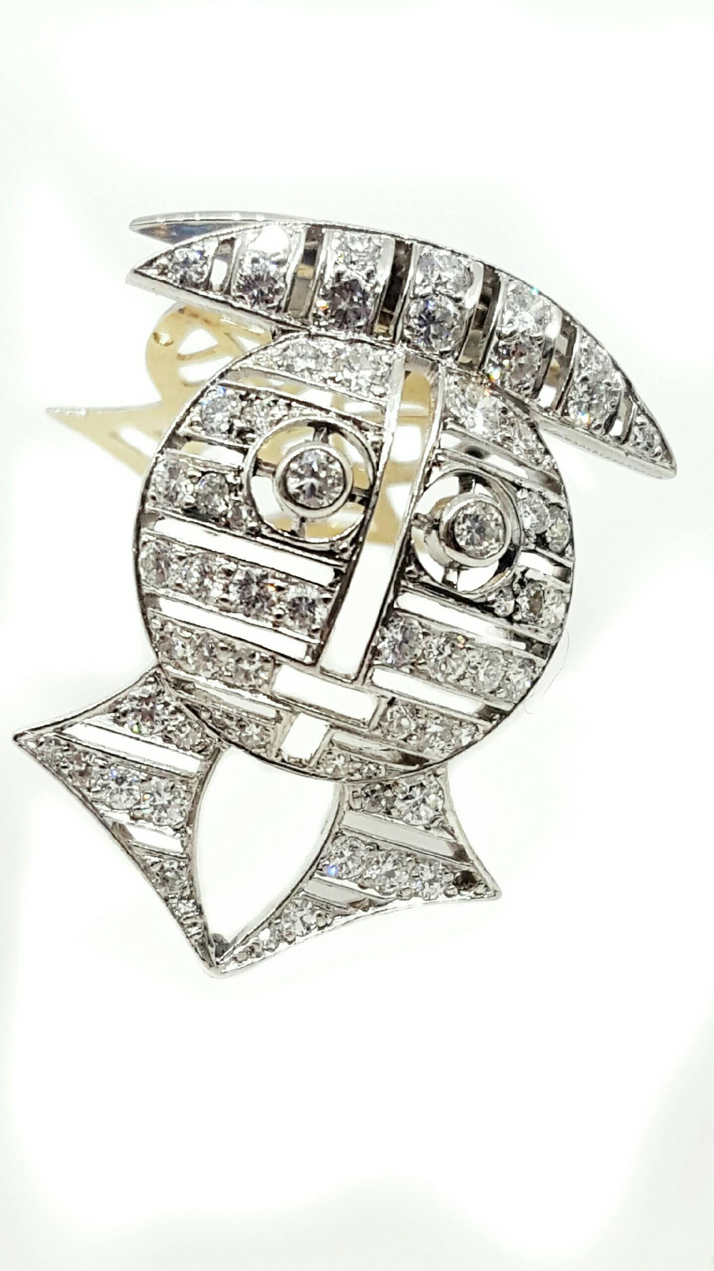 Women's or Men's Diamond Gold Platinum Owl Clip