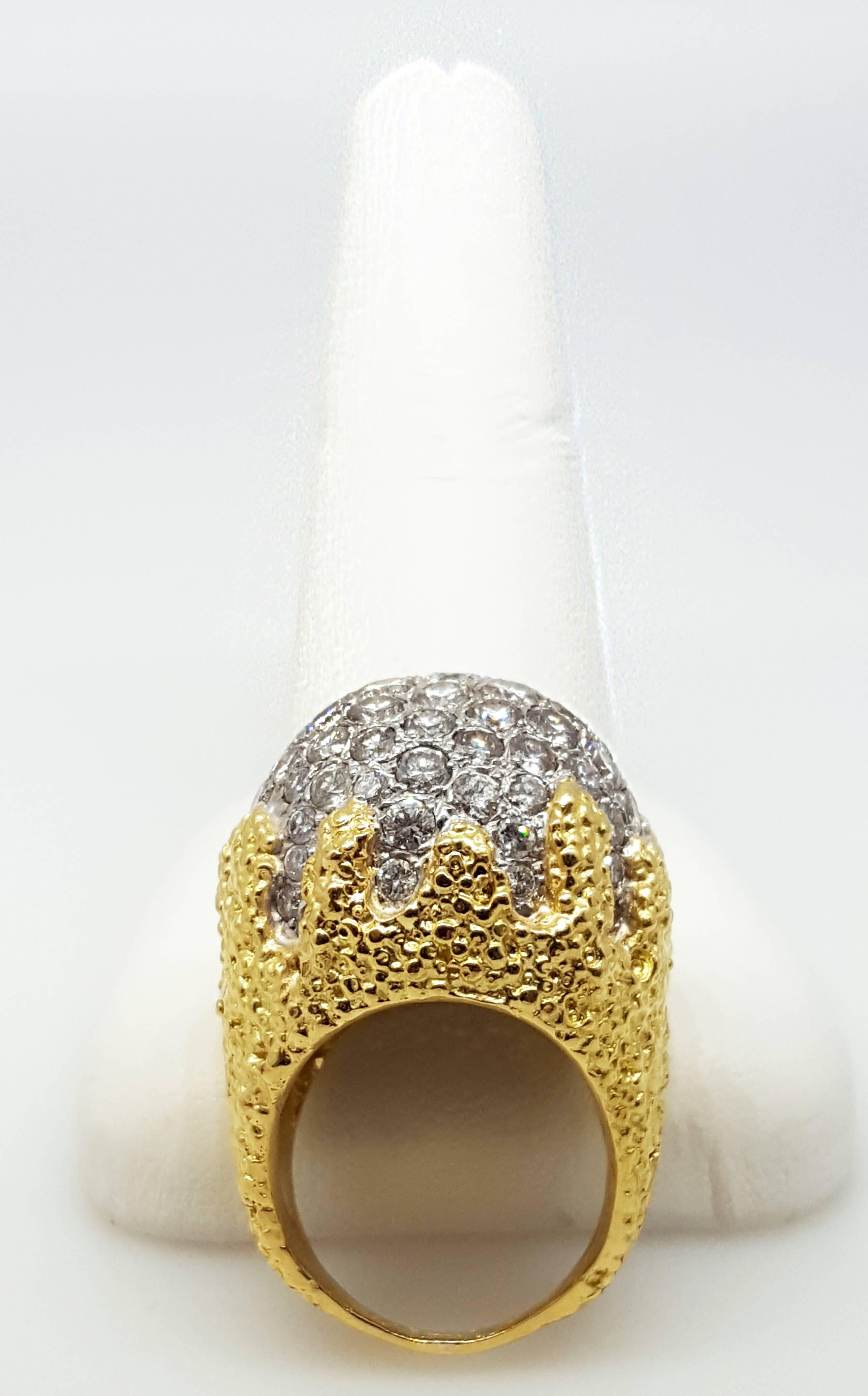 Mid Century Diamond Gold Dome Ring 1