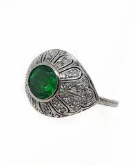 1920s Emerald Diamond Platinum Ring