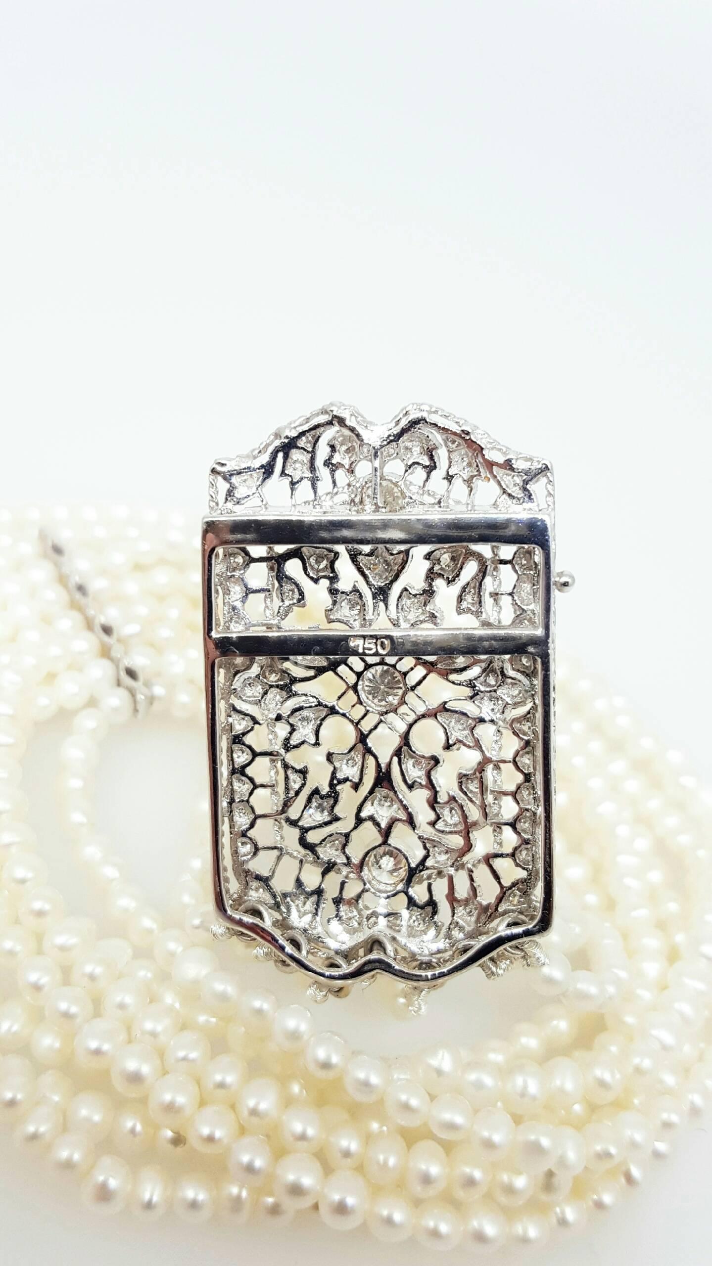 Women's Pearl Diamond Gold Choker Necklace
