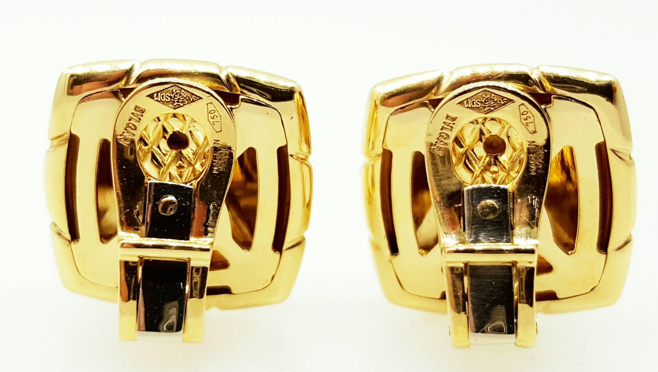 Bulgari Pyramid Gold Earrings In Excellent Condition In Lake Forest, IL