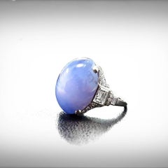 Art Deco 39.71 Carat Star Sapphire Diamond Cocktail Ring
