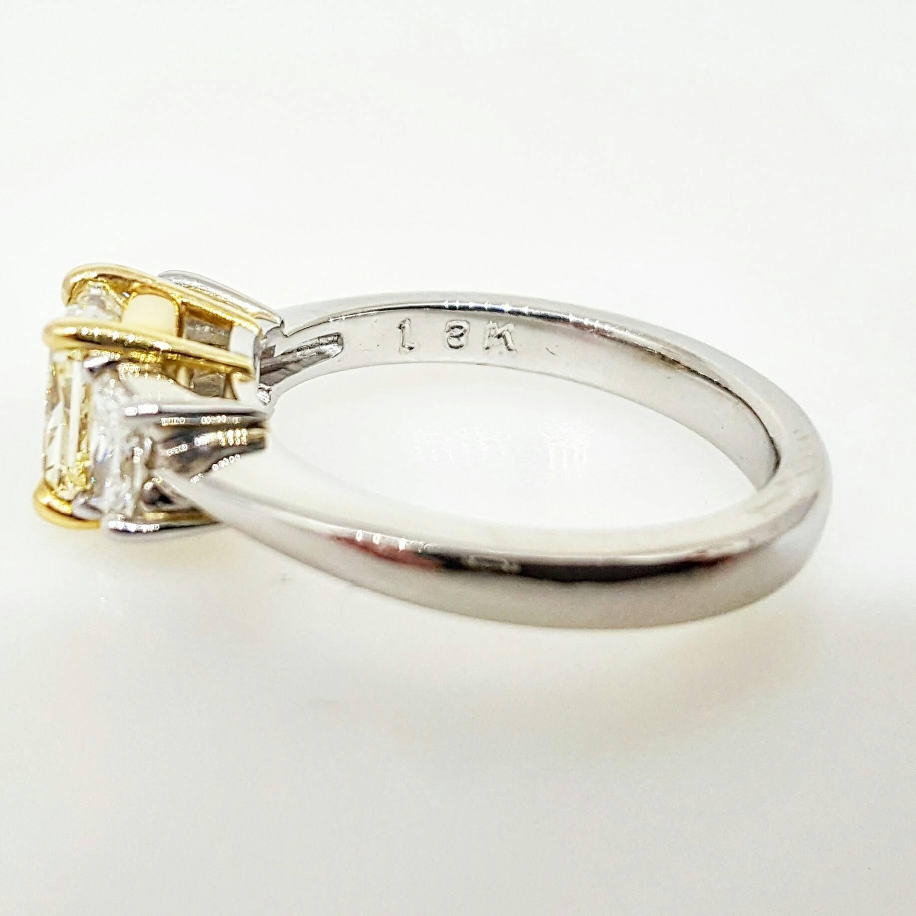 Fancy Light Yellow Diamond Platinum Ring  For Sale 1
