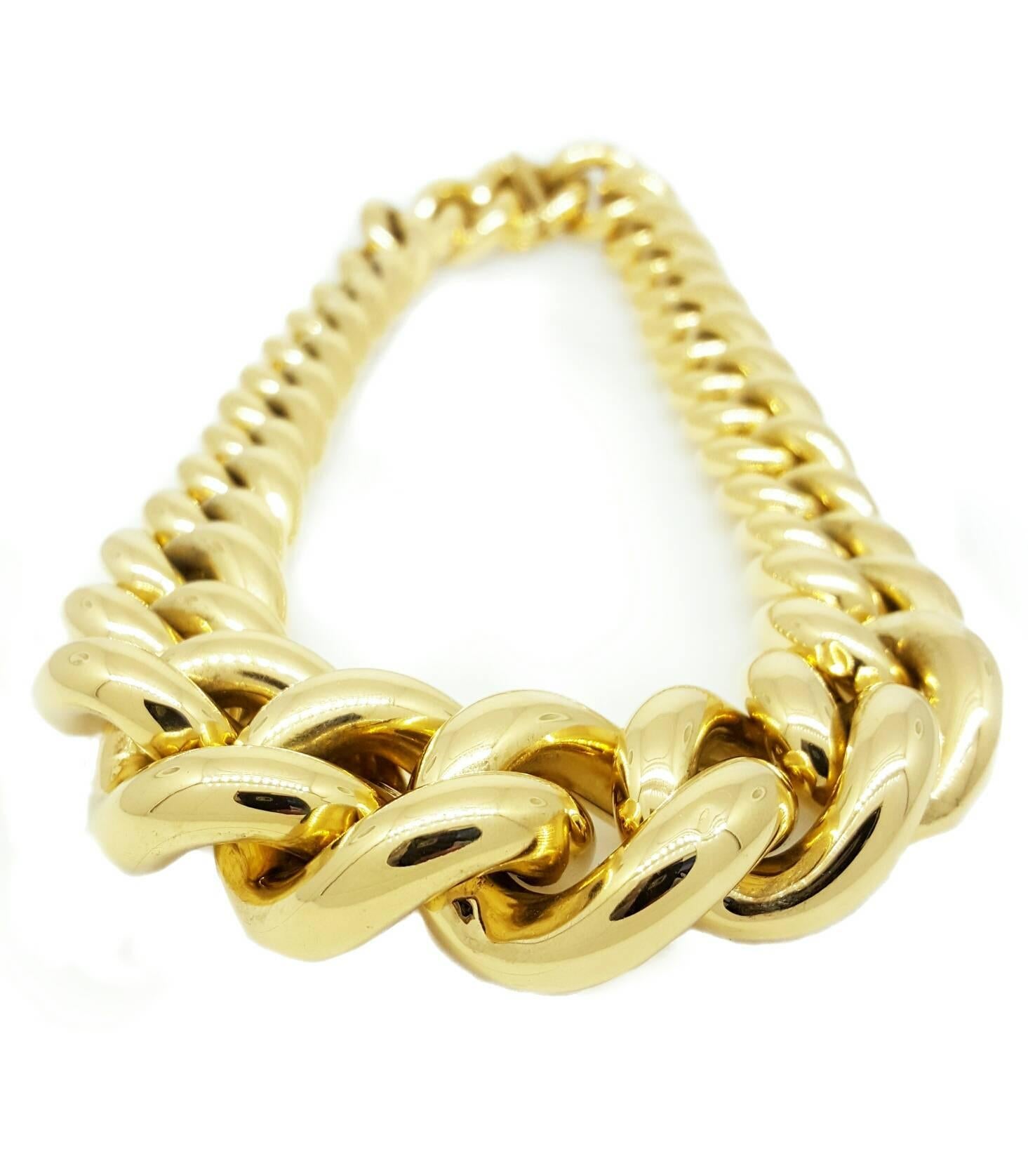 large gold link necklace
