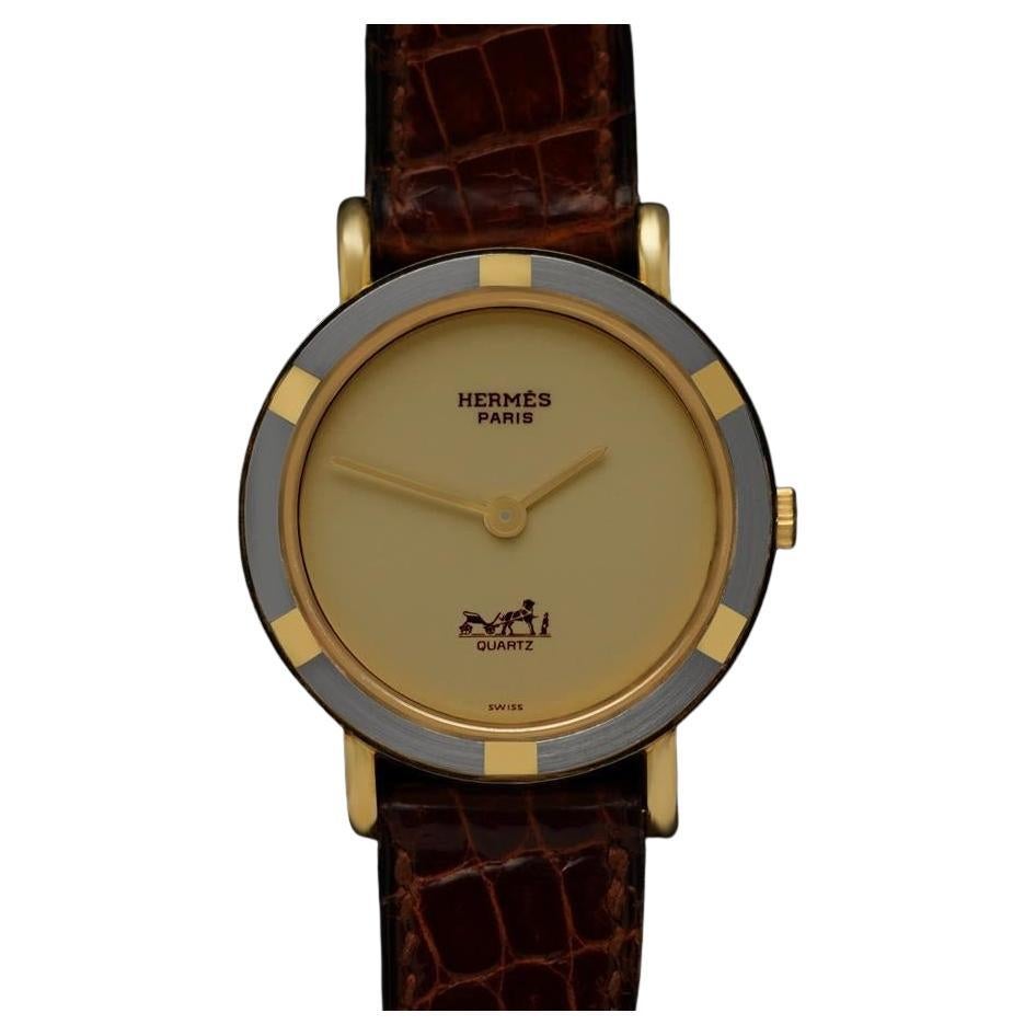 Hermes Pursang Dame Damen 18K Gold Uhr - Fast New-Old-Stock mit Papieren & Box im Angebot