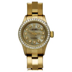 Rolex Ladies Oyster Perpetual 67197 Watch - 18K Gold, MOP & Diamonds