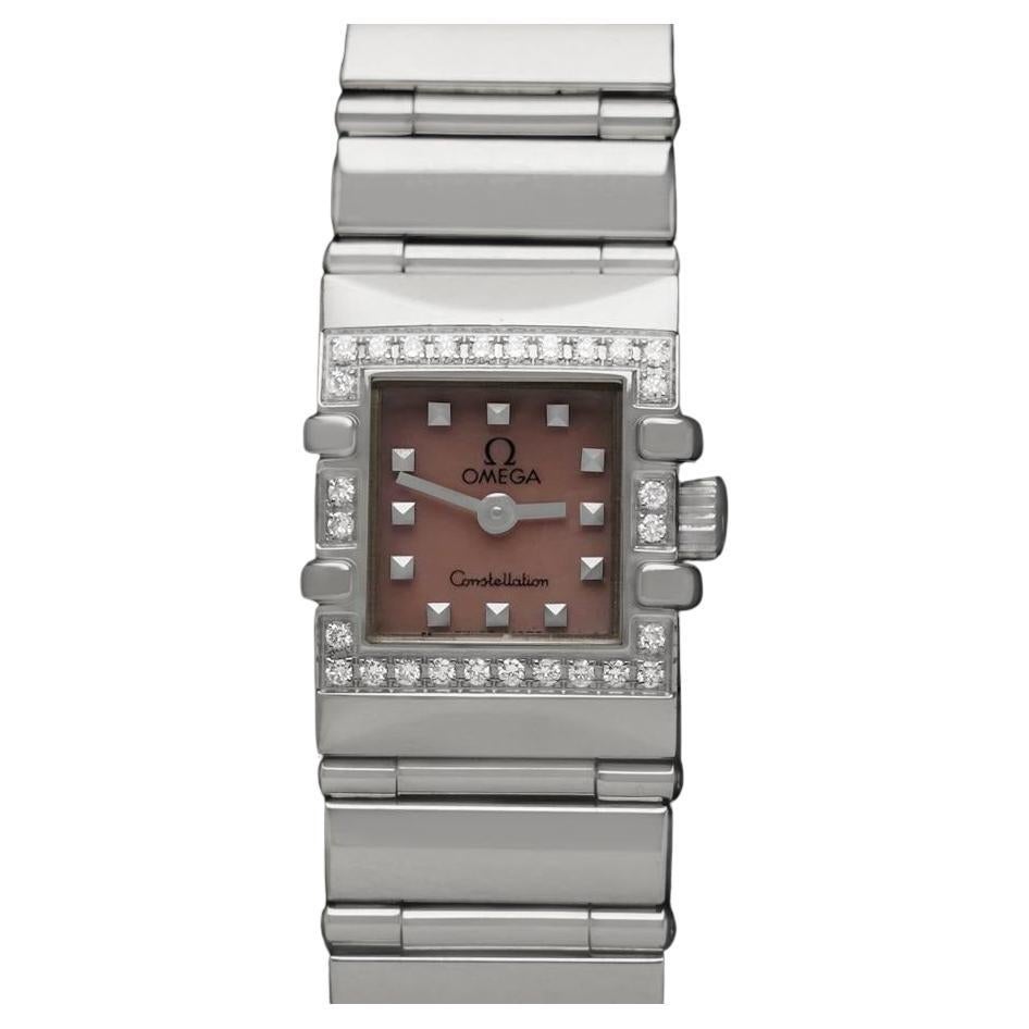 Omega Constellation Quadra de señora - Acero inoxidable y diamantes originales de fábrica - Menta