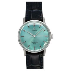1966 Omega Seamaster 600 Vintage Mens Handwound Tiffany Blue Dial Watch - SS