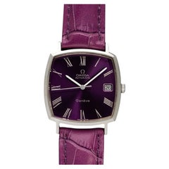 1977 Omega Geneve Vintage Mens Automatic Royal Amethyst Dial Dress Watch - SS