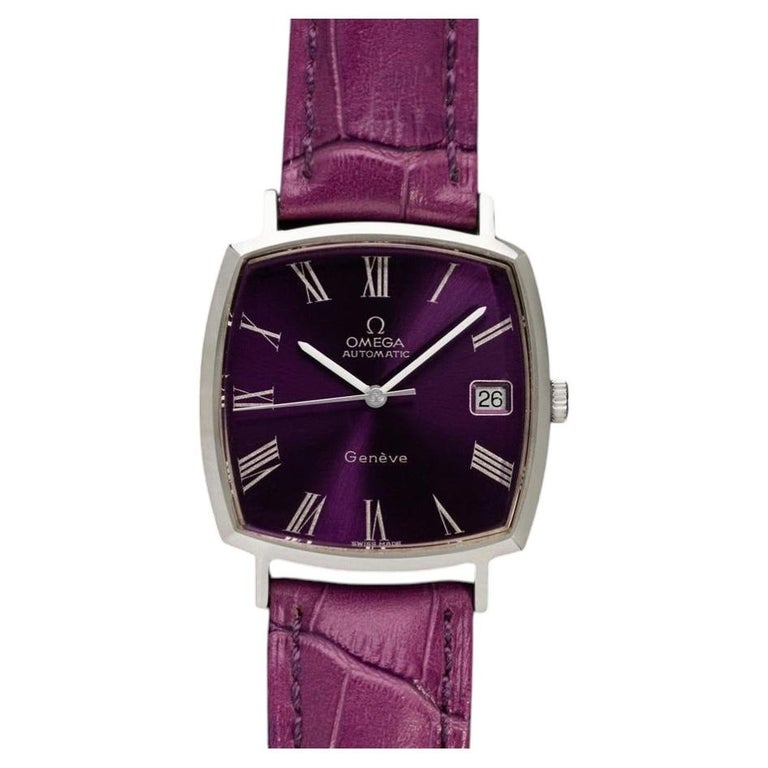 Omega 1977 Omega Geneve Vintage Mens Automatic Royal Amethyst Dial Dress Watch - SS