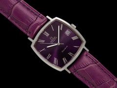 1977 Omega Geneve Vintage Mens Automatic Royal Amethyst Dial Dress Watch - SS