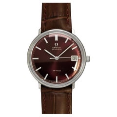 1968 Omega De Ville Vintage Herrenuhr, Kal. 565, Automatik, Zifferblatt in Shiraz-Weinrot – Edelstahl