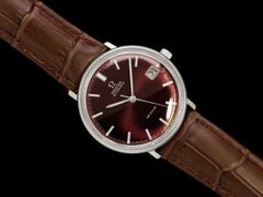 1968 Omega De Ville Vintage Herrenuhr, Kal. 565, Automatik, Zifferblatt in Shiraz-Weinrot – Edelstahl
