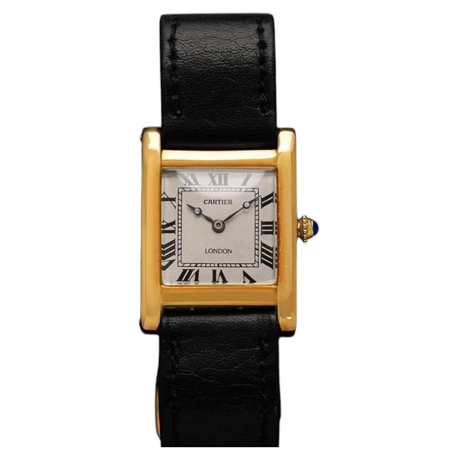 Reloj vintage para hombre «Tank Normale» de Cartier Londres, de alrededor de 1950, ultra raro — Oro de 18 quilates