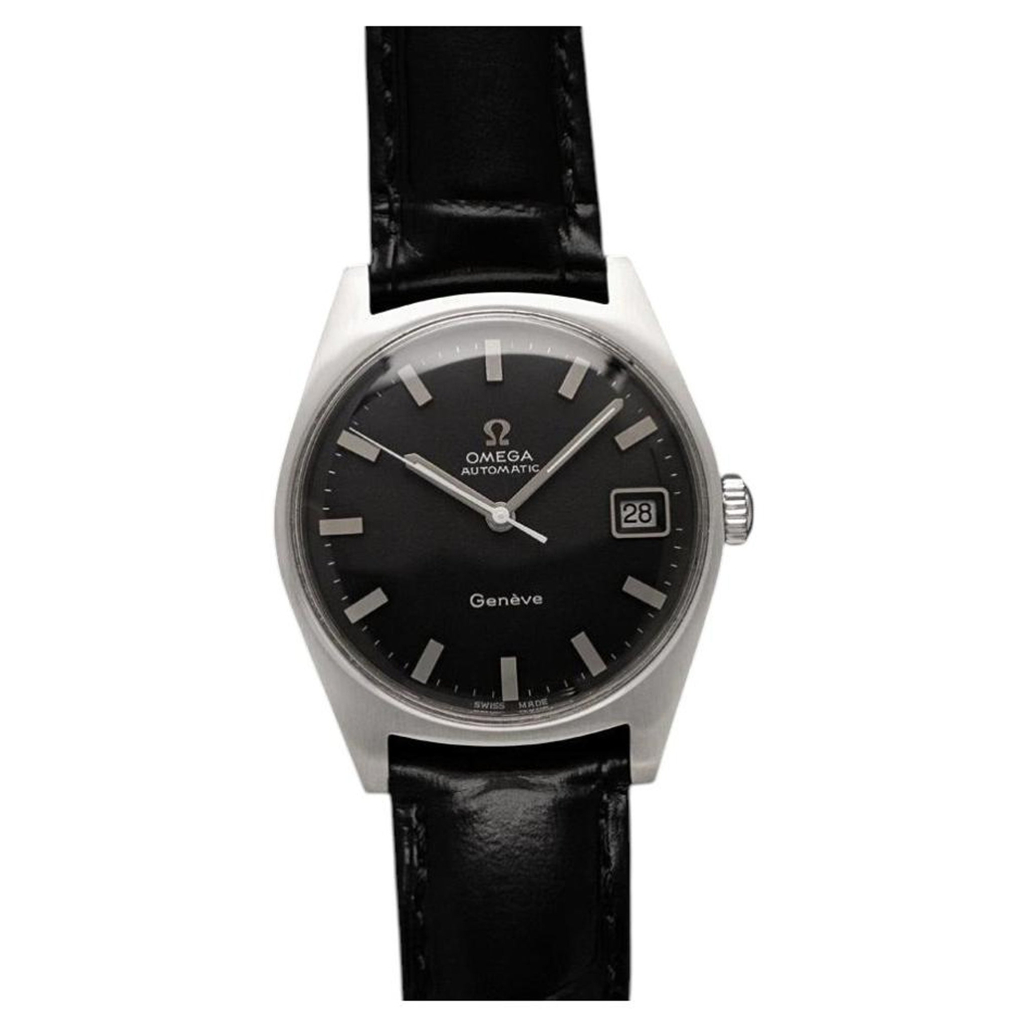 Omega 1969 Omega Geneve Vintage Mens Cal. 565 Automatic Watch with Black Dial - SS