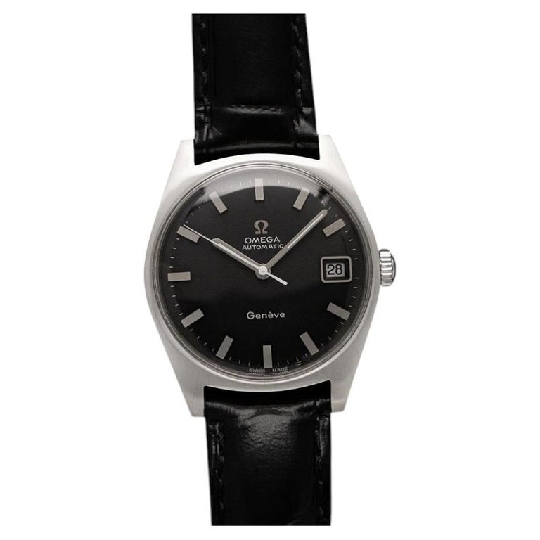 Omega 1969 Omega Geneve Vintage Mens Cal. 565 Automatic Watch with Black Dial - SS