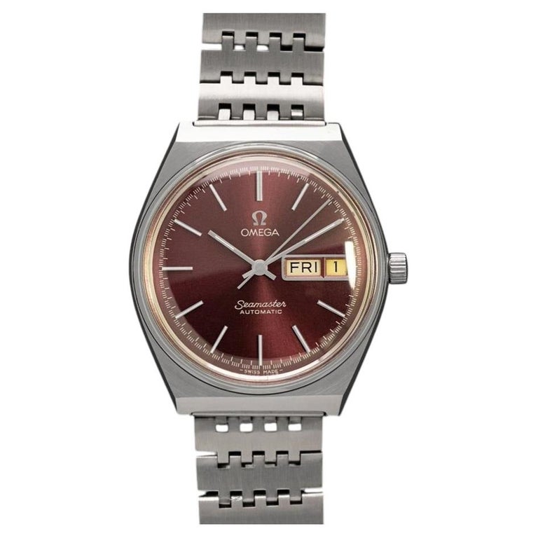 Omega 1978 Omega Seamaster Vintage Mens Bracelet Automatic DayDate Bordeaux Wine Watch