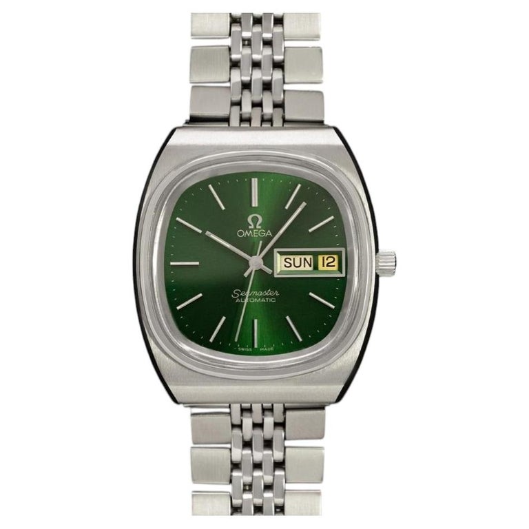 Omega 1981 Omega Seamaster Vintage Mens Bracelet Automatic Day Date Emerald Green - SS