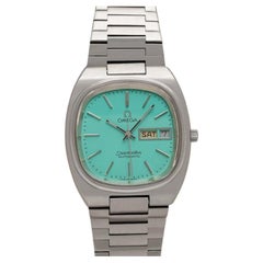 1981 Omega Seamaster Vintage Mens Bracelet Automatic Day Date Tiffany Blue Watch
