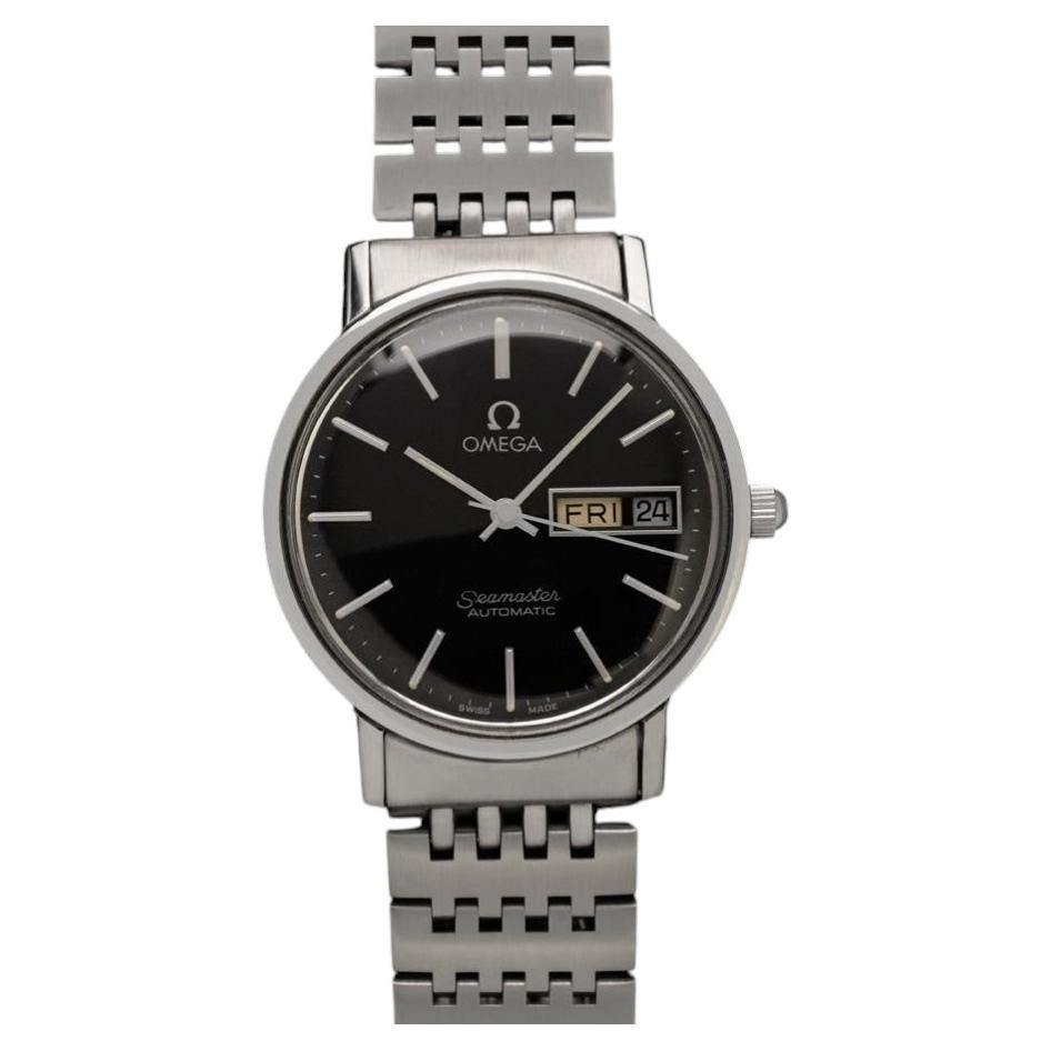 c. 1976 Omega Seamaster Mens Automatic, Double Quick-Set Day Date Black Dial For Sale